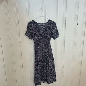 SHEIN Navy Floral Midi Dress